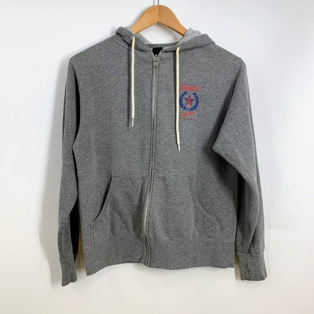 Obey Women's Propaganda Full Zip Cotton Hooded Long Sleeve Sweatshirt Size M